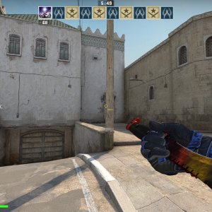 Bowie Knife Marble Fade + Moto Gloves Polygon